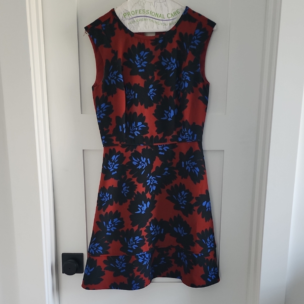 Jcrew Floral Sleeveless Dress in Red and blue.